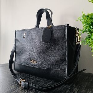 Coach Black Leather Dempsey Carryall #C0976